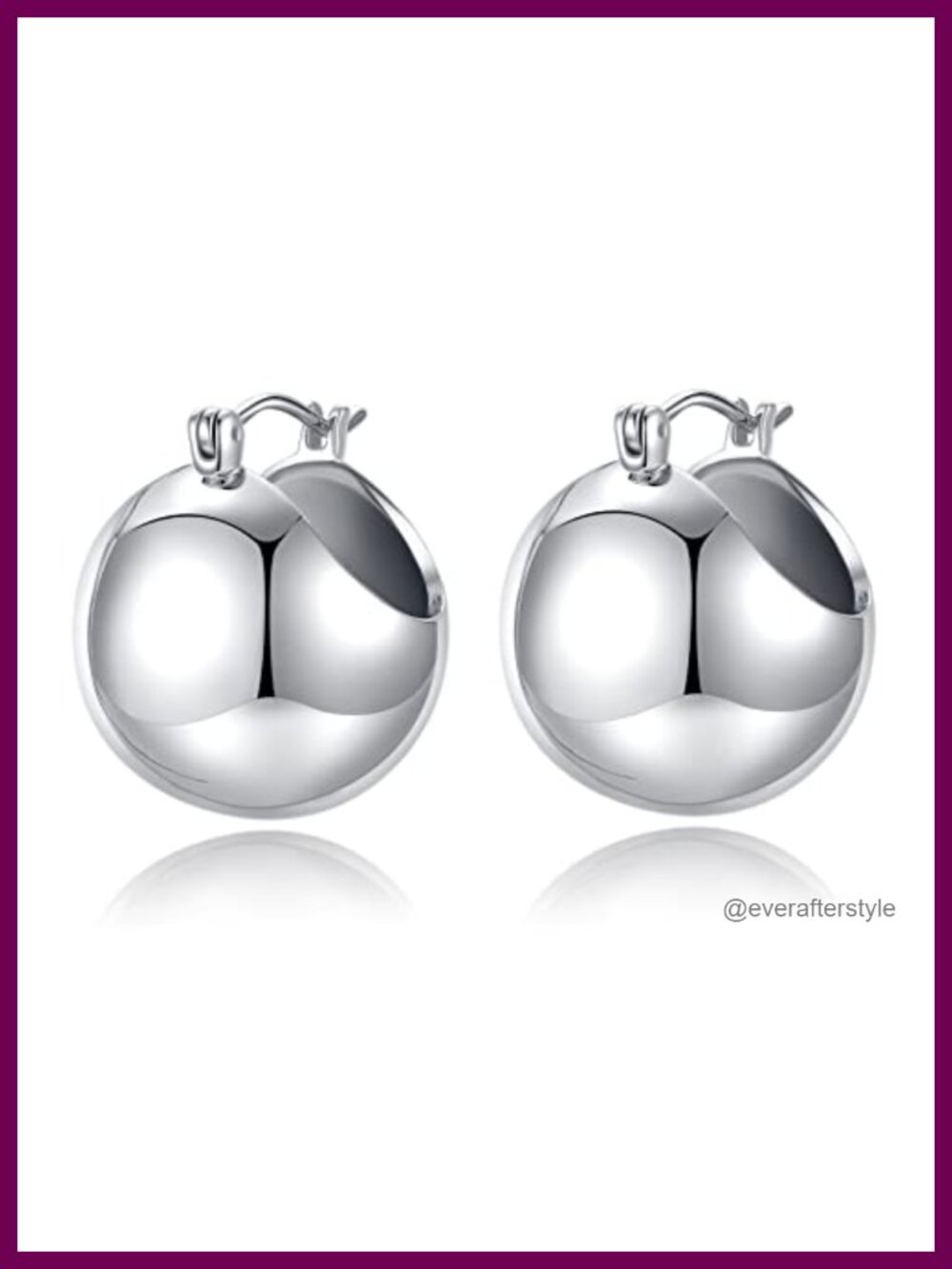 18K Gold Plated Ball Earrings 3D High Polished Chrome Sphere Chunky Dangle